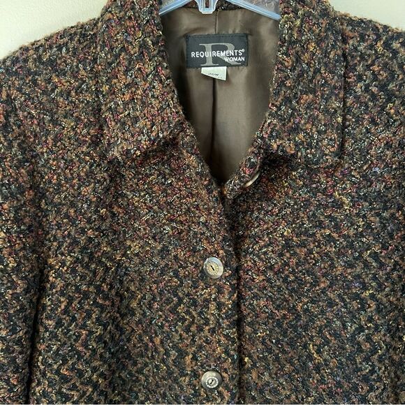 VTG Requirements Mocha Textured Multicolor Tweed Academia Blazer Jacket SZ 20W - Picture 5 of 15